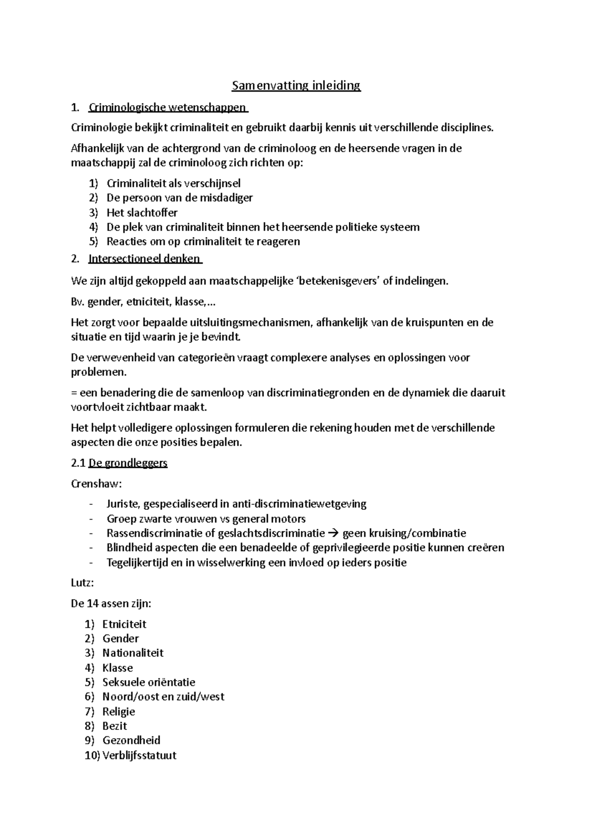 Samenvatting Inleiding - Samenvatting Inleiding Criminologische ...