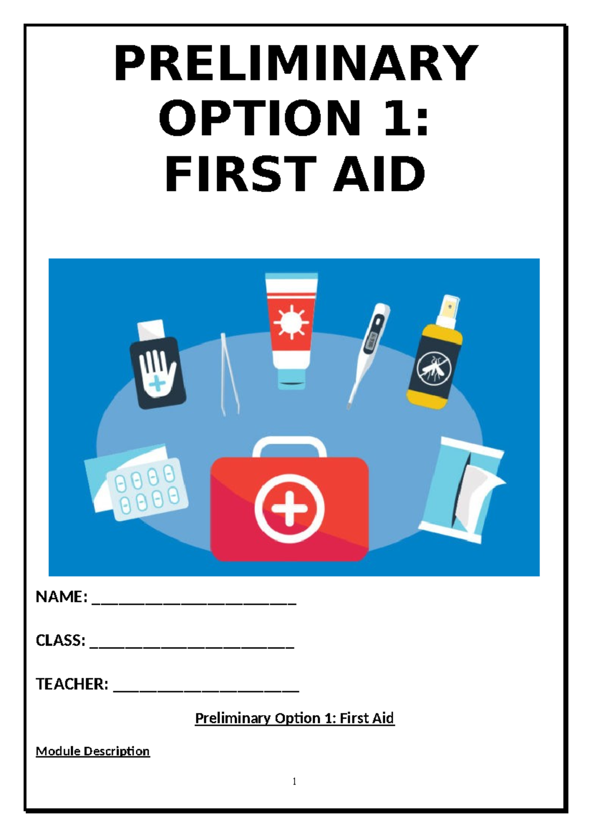 Prelim Option 1 - First Aid Booklet Final - PRELIMINARY OPTION 1: FIRST ...