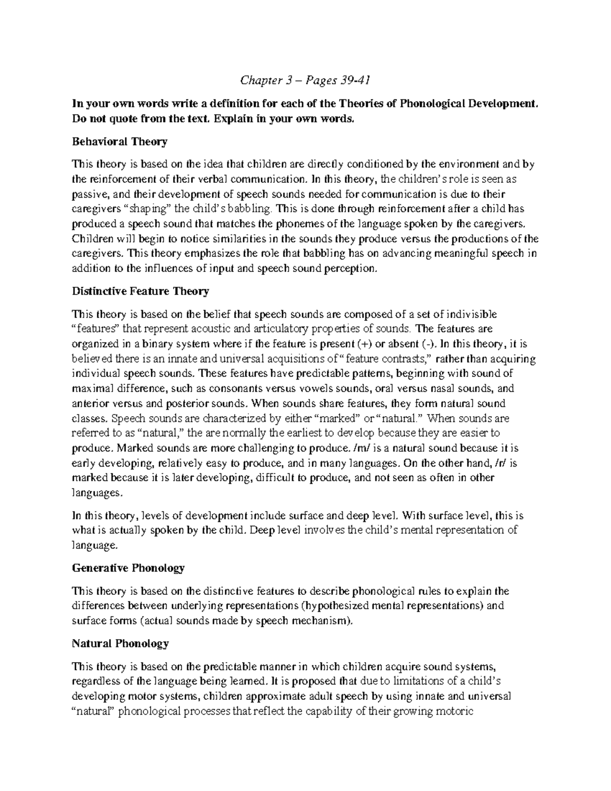 Chapter 3 Pages 39-41 - Chapter 3 – Pages 39- In your own words write a ...