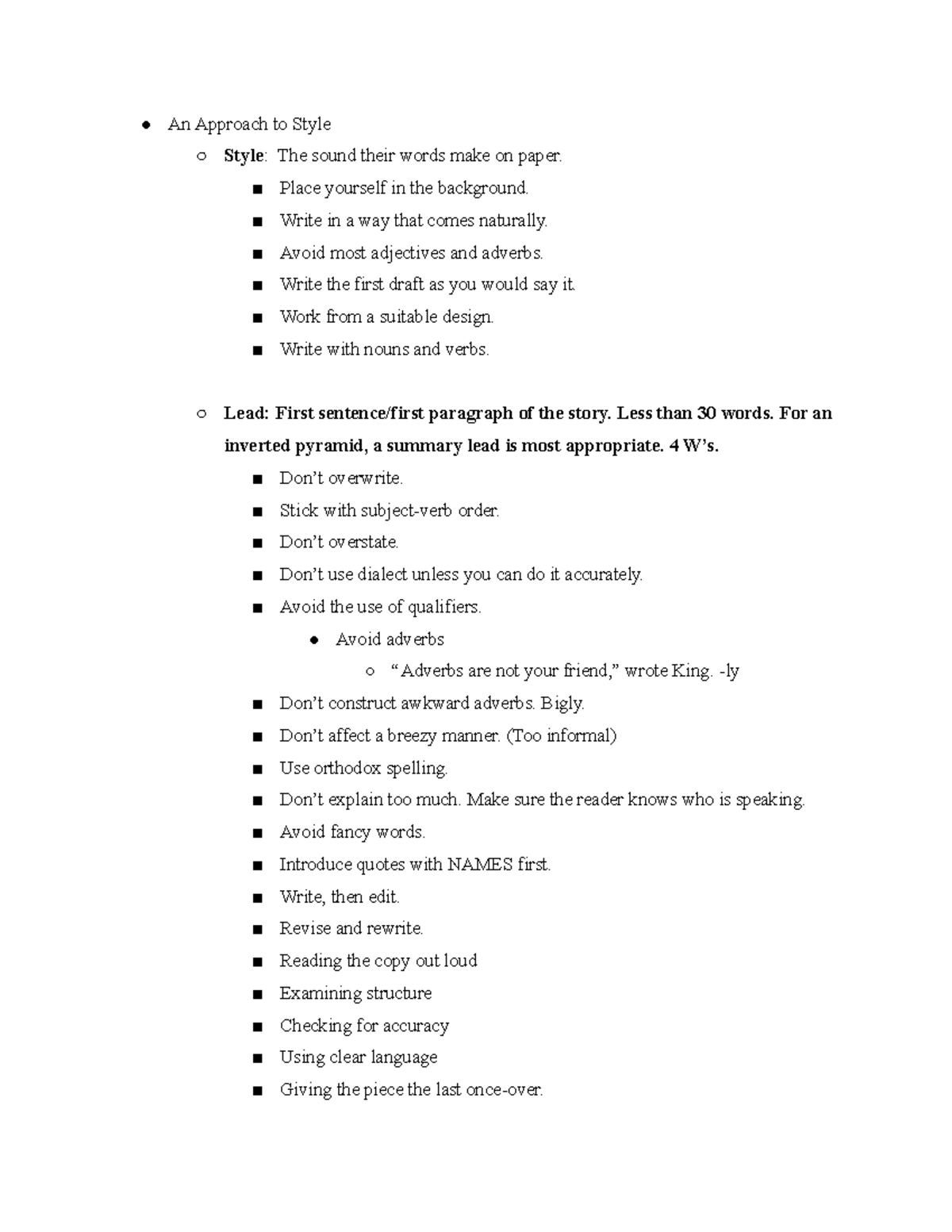 COM161 Notes - An Approach to Style Style: The sound their words make ...