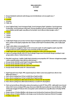 4. PPh Potput CIPU Larang 5 Soal - Soal I : PPh Pasal 21 (Nilai 60%) PT ...