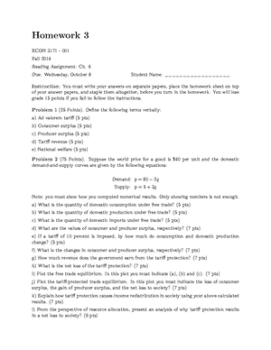 Hw2 Key ECON3171 Fall2014 - Homework 2 ECON 3171 001 100 POINTS Fall ...