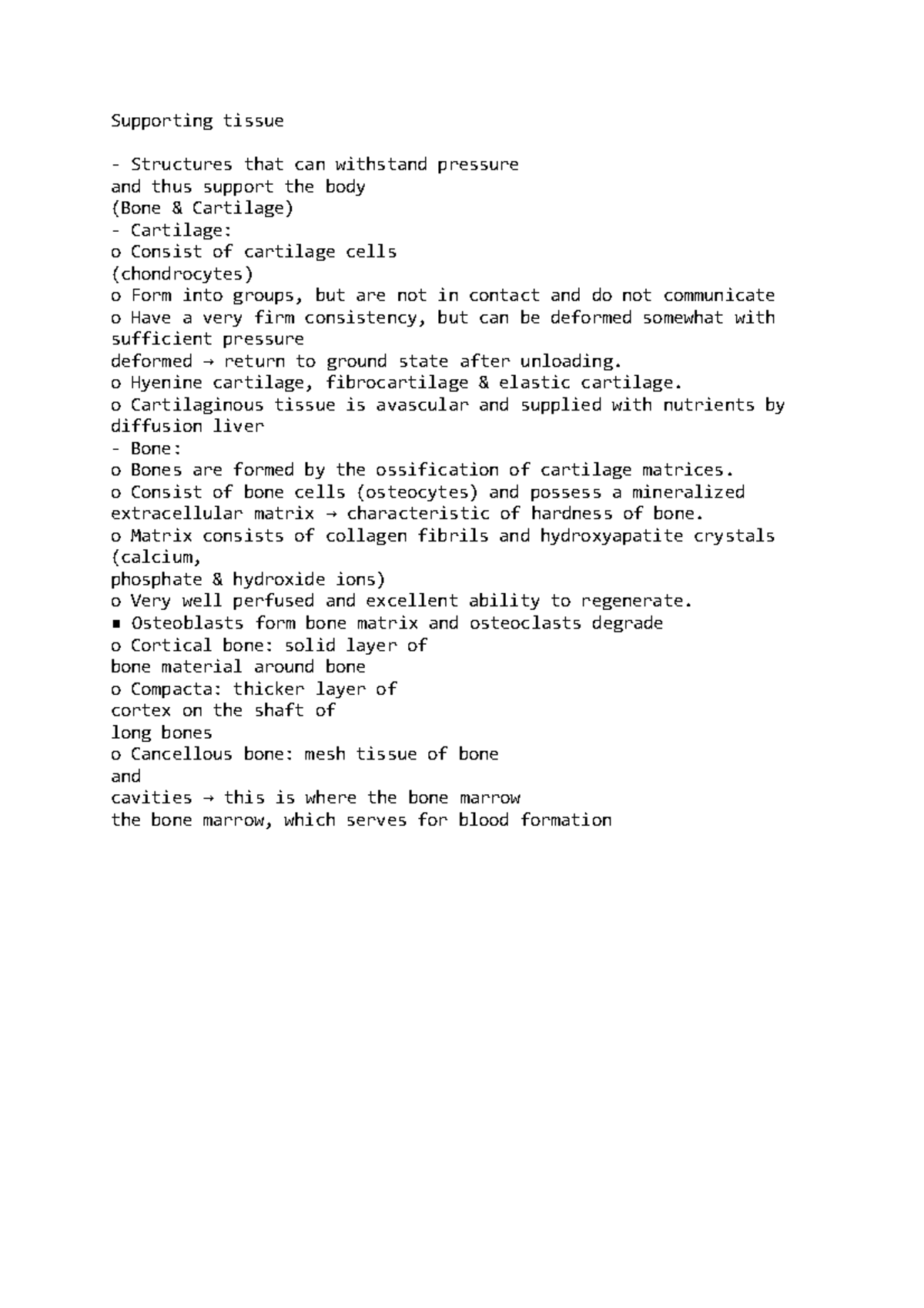 Supporting Tissue - Lecture Notes 8 - Supporting Tissue Structures That ...