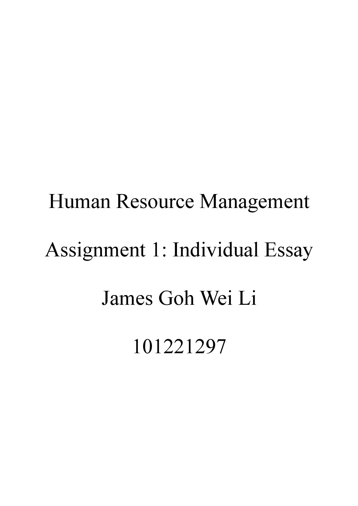 introduction to hrm assignment