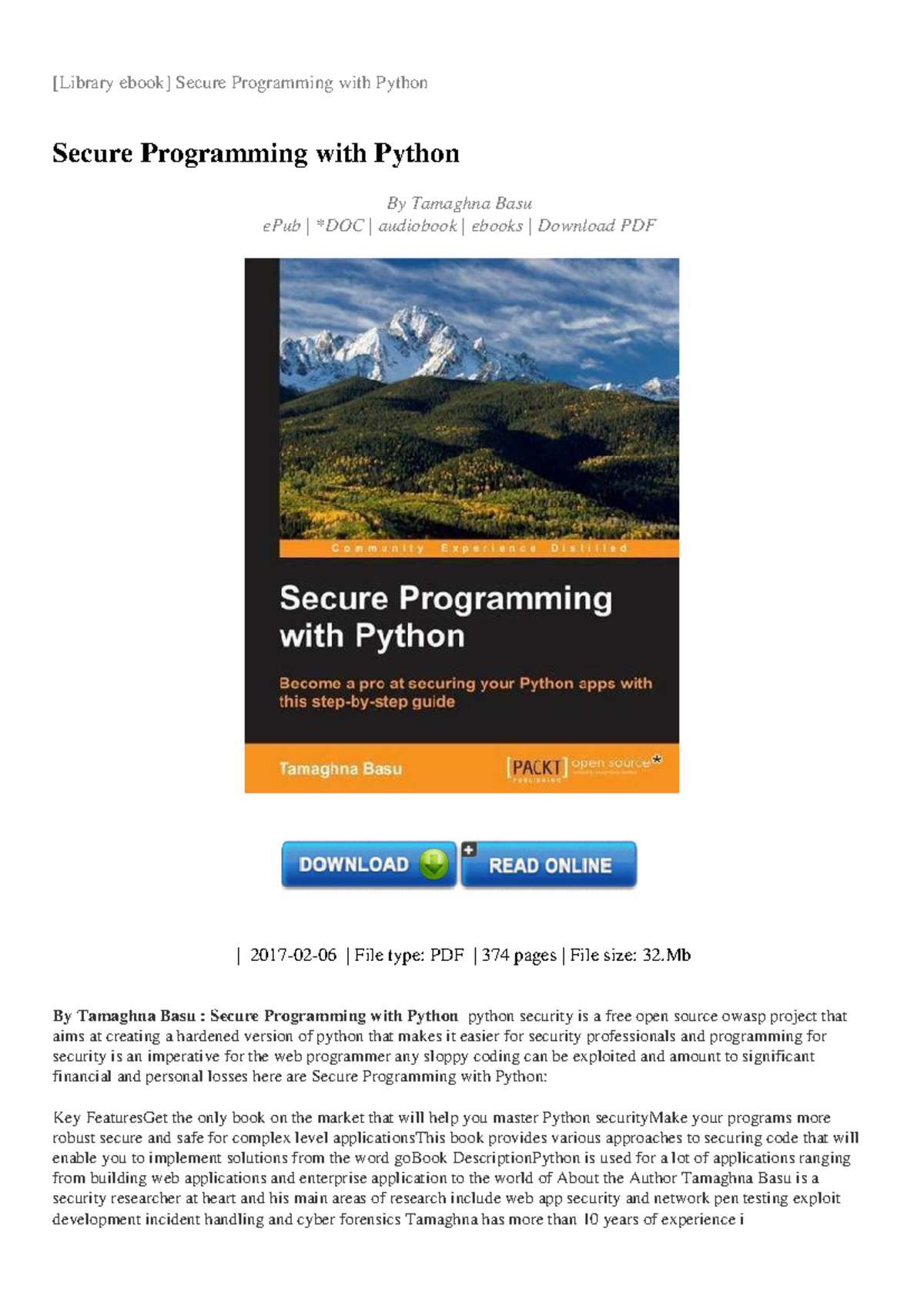 Secure Programming in Python - Studocu