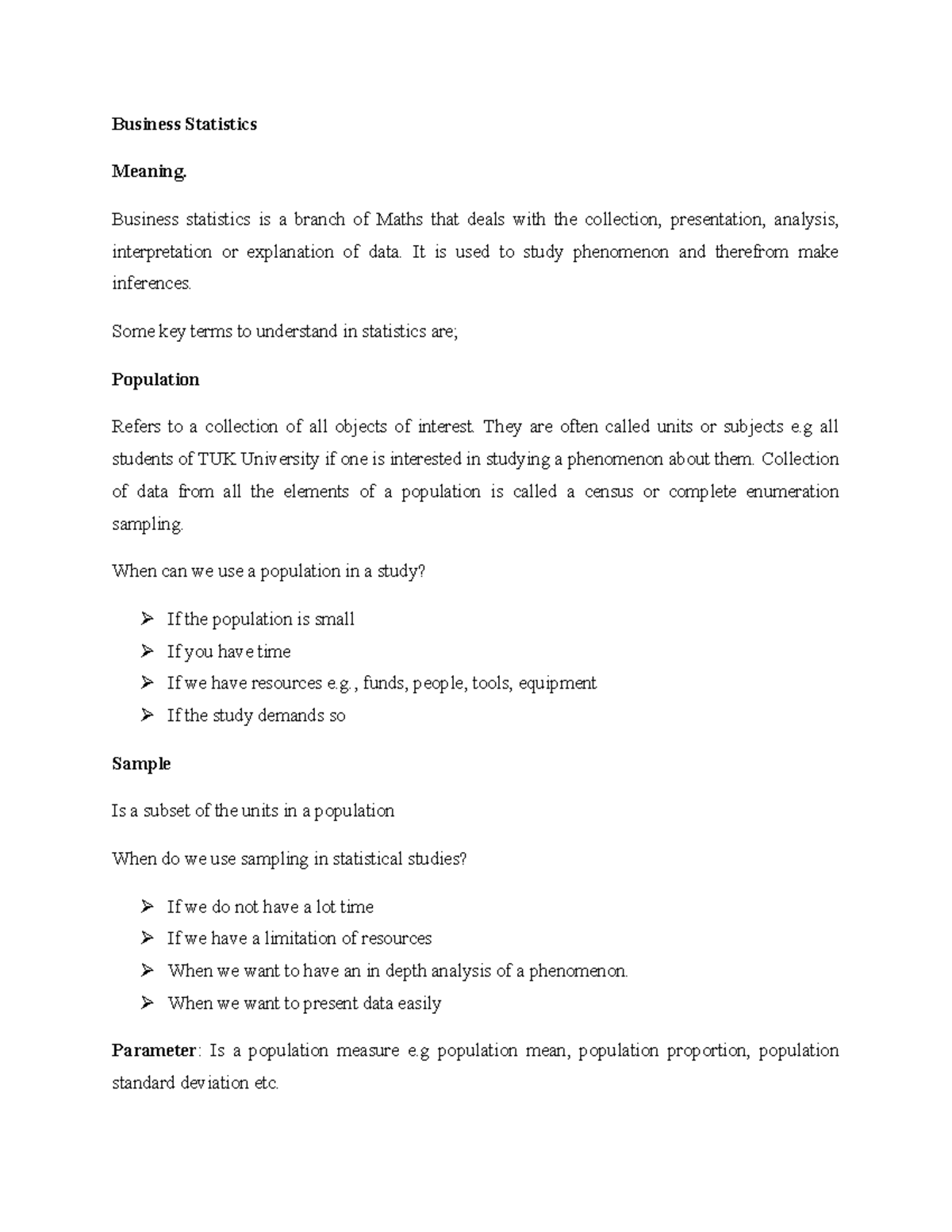 Business Statistics notes - Business Statistics Meaning. Business