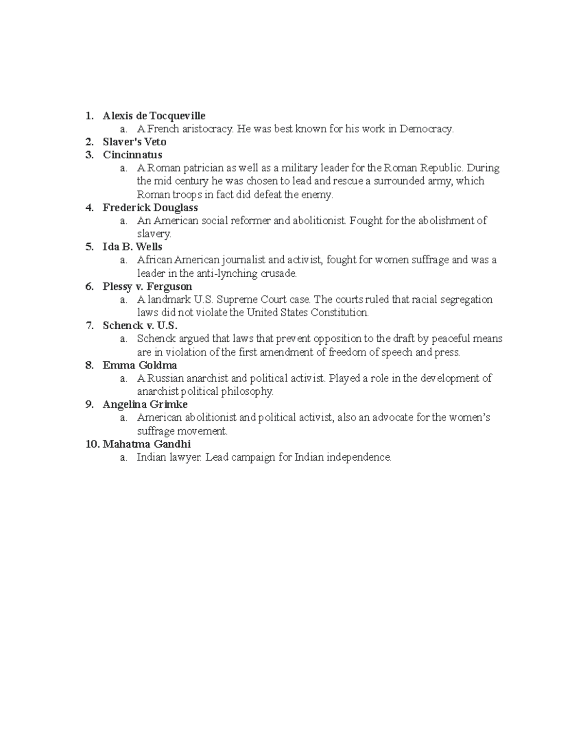 Chap 9 Define - notes - Alexis de Tocqueville a. A French aristocracy ...