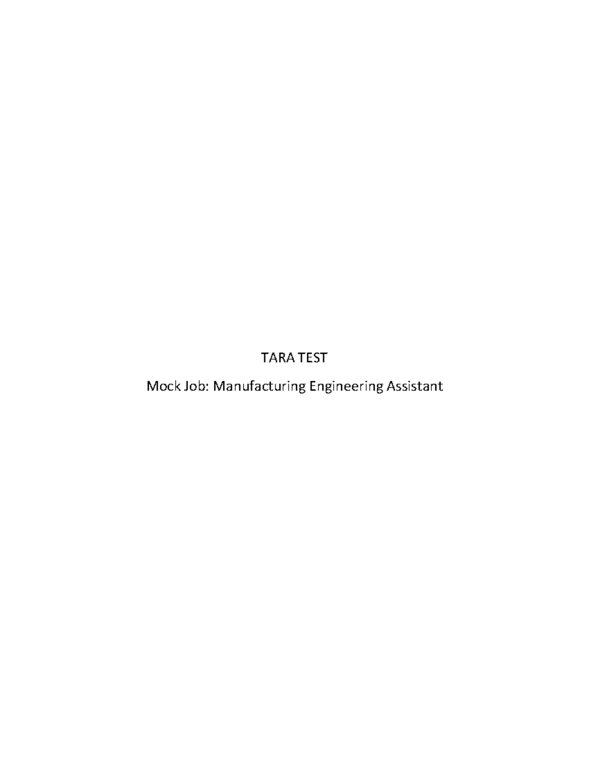 03 Tara Test Professional Resume Assignment Tara Test Mock Job Manufacturing Engineering