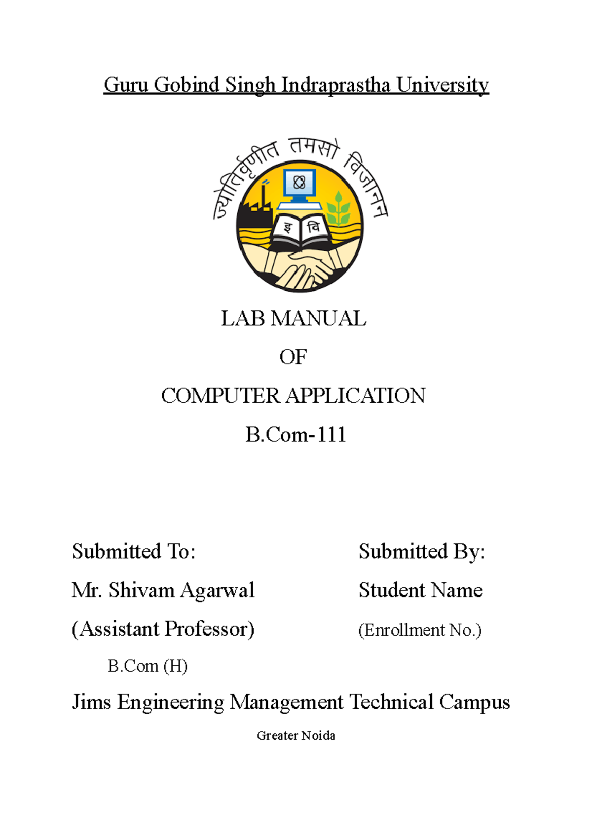 Lab Practical File With Sample Format - Guru Gobind Singh Indraprastha ...