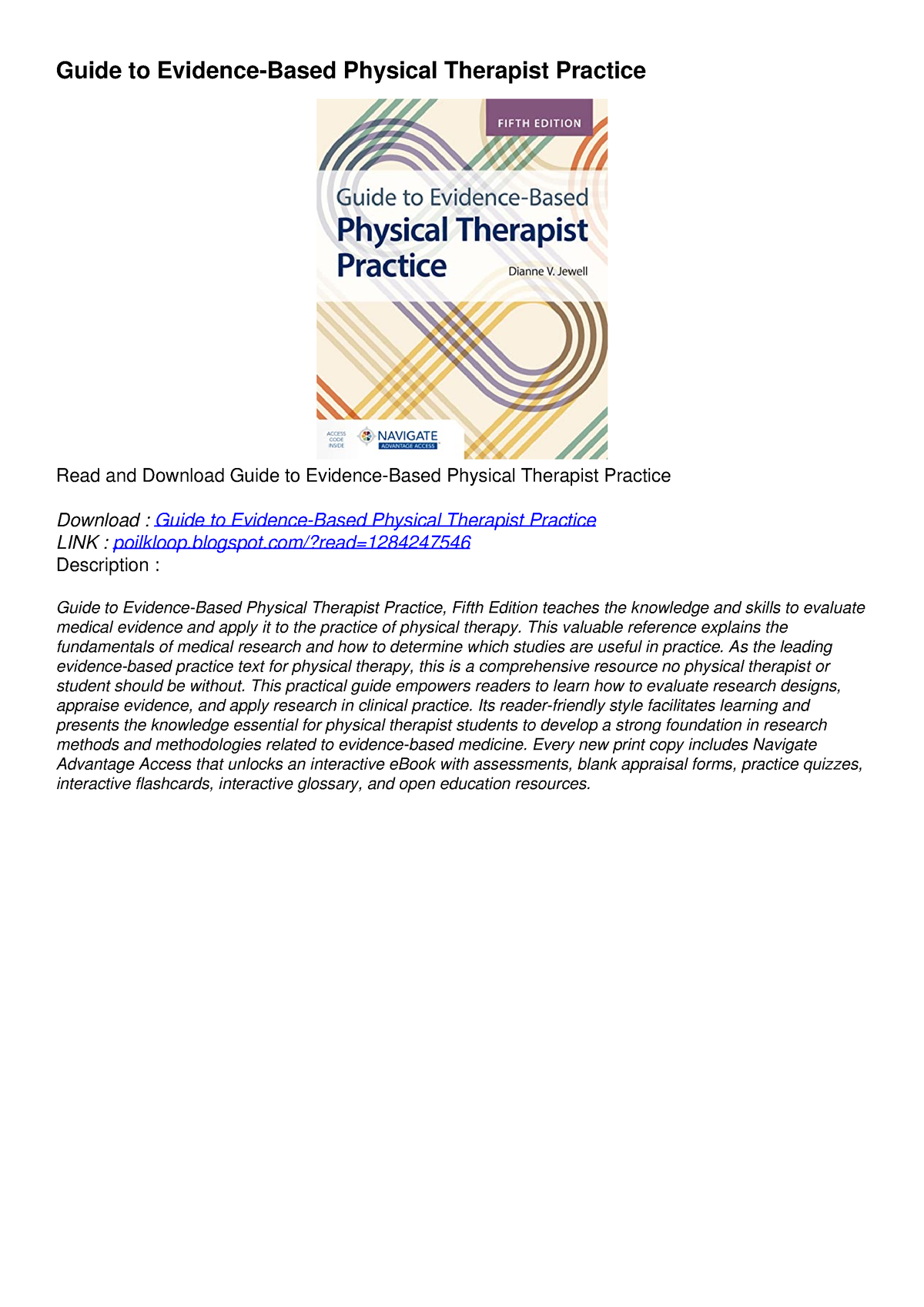 PDF BOOK DOWNLOAD Guide To Evidence-Based Physical Therapist Practice ...