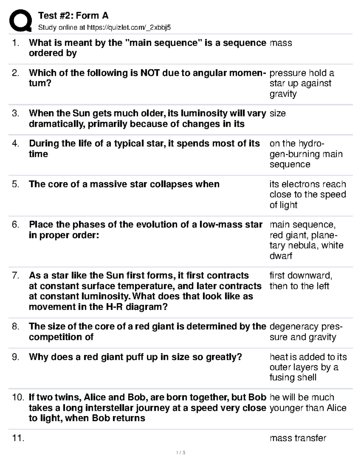 stars 2 homework quizlet