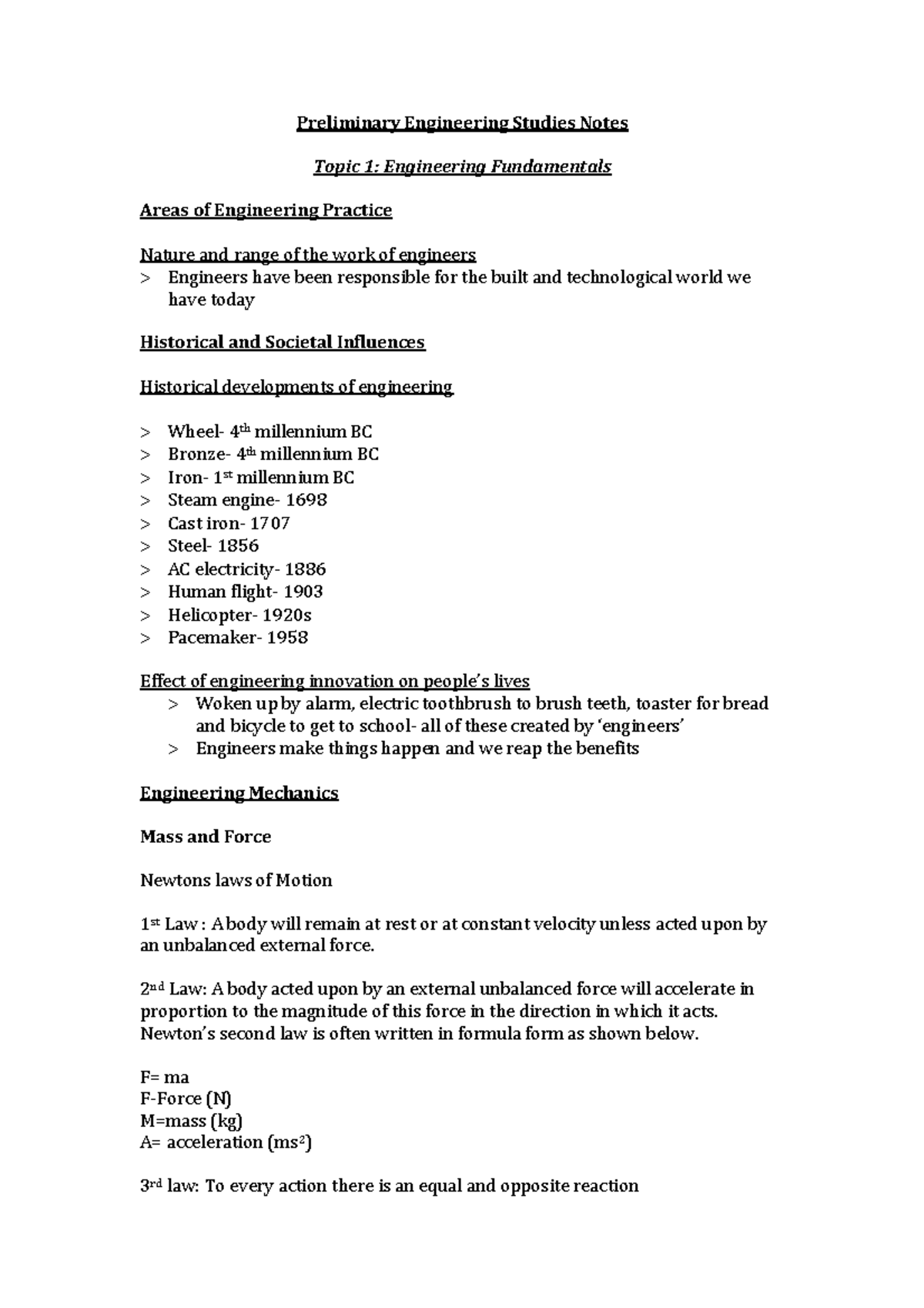 All Syllabus Point Notes (Jayden Turk) - Preliminary Engineering ...