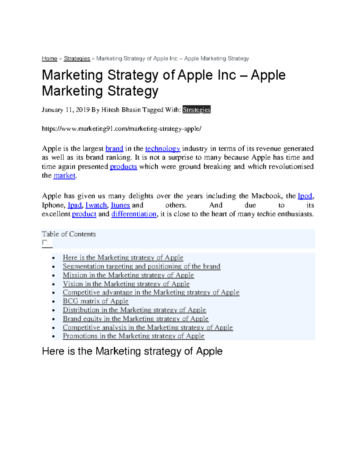 Marketing strategy Apple - Home » Strategies » Marketing Strategy of ...