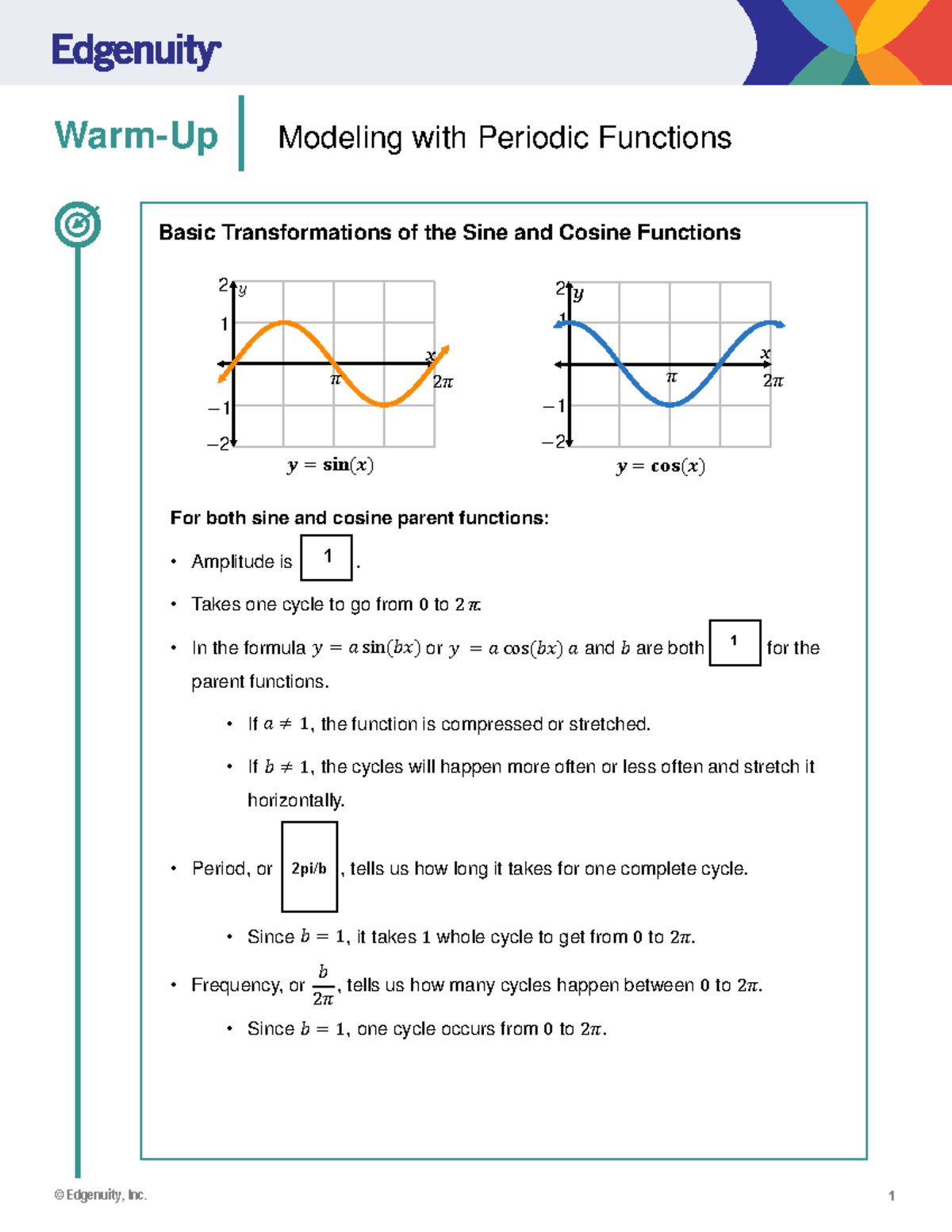 Edge7 Notes WarmUp Modeling with Periodic Functions Basic