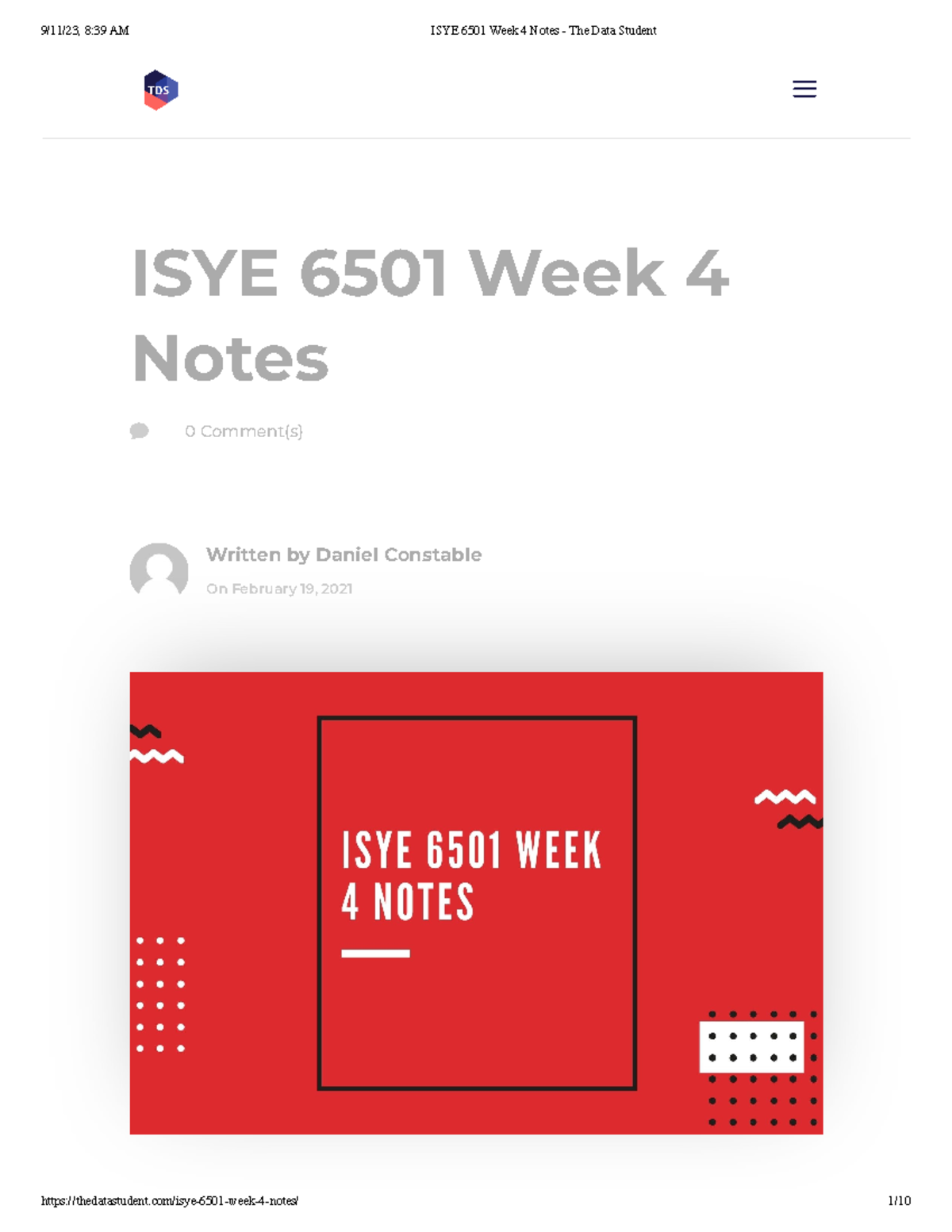 ISYE 6501 Week 4 Notes - ISYE 6501 Week 4 Notes 0 Comment(s) Written By ...