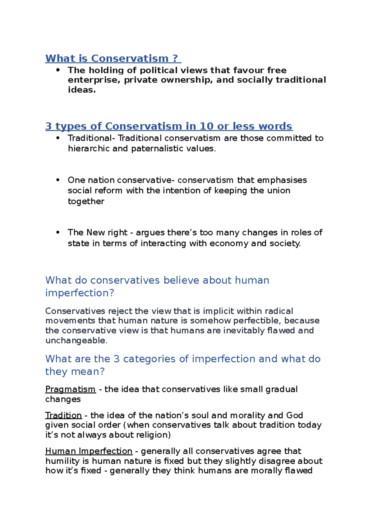 Conservatismnotes Conservatismnotes What is Conservatism? The