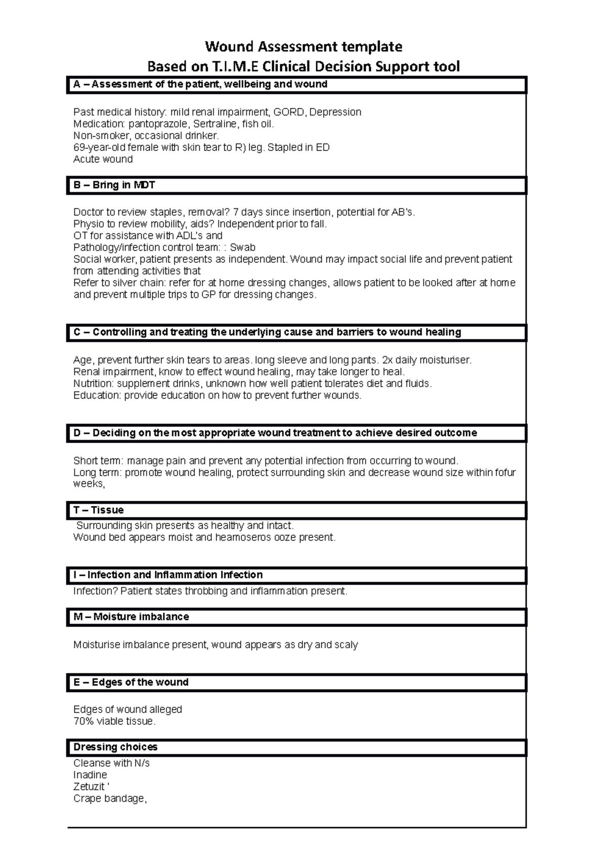 wound care case study for nursing students