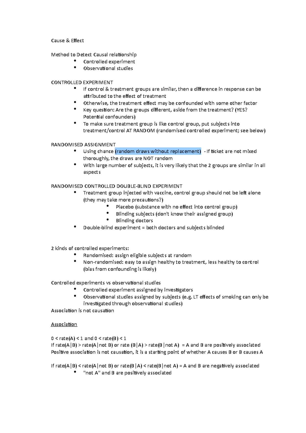 Design of studies - Cause & Effect Method to Detect Causal relationship ...