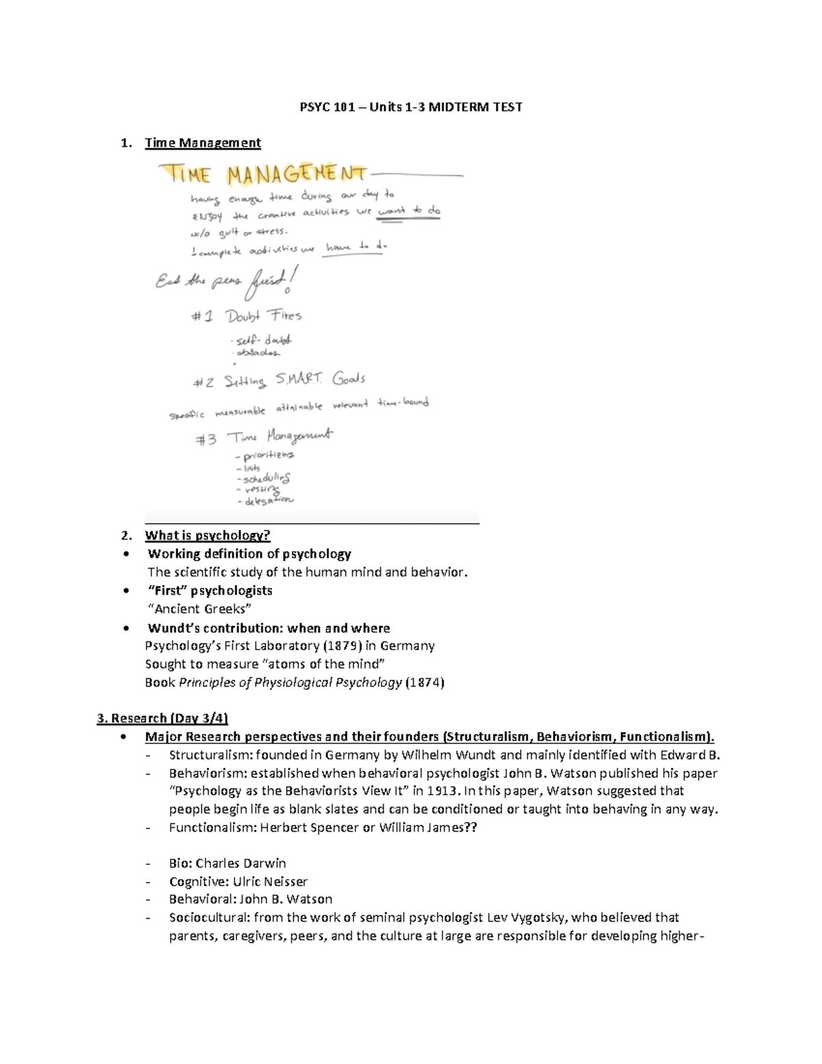 PSYC101 Units 1-3 Midterm Test Review With Answers - PSYC 101 – Units 1 ...