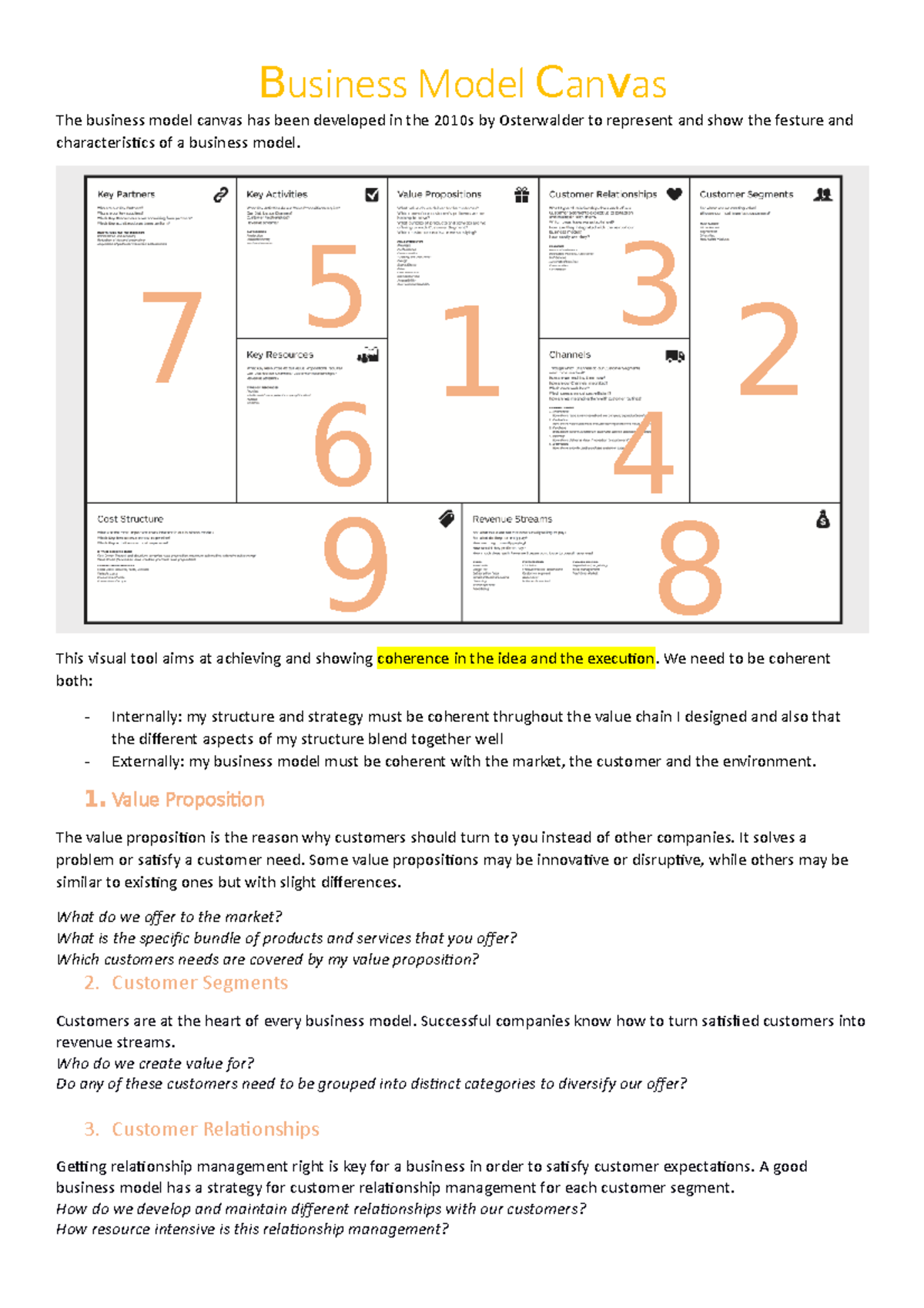 Business Model Canvas - 3 5 7 2 1 6 4 9 8 This visual tool aims at ...