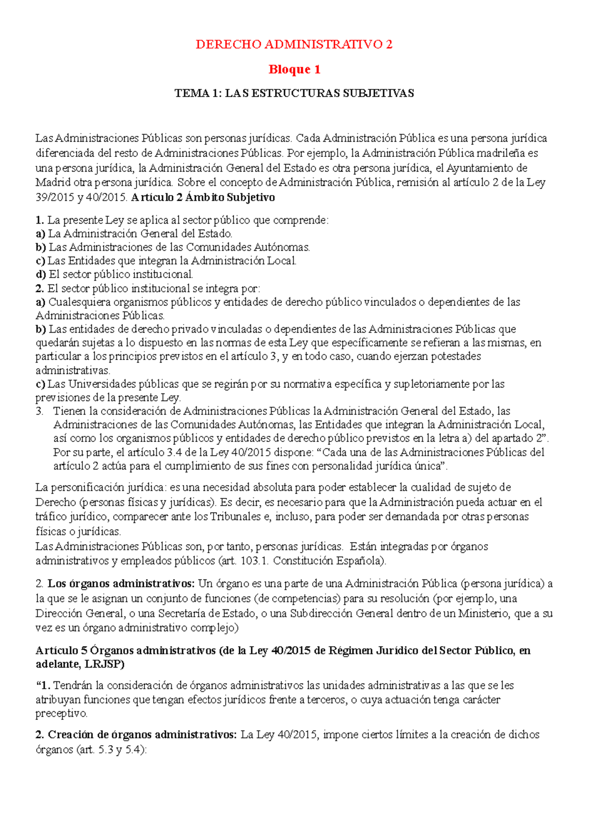 Adm. 2 - Apuntes Completo - DERECHO ADMINISTRATIVO 2 Bloque 1 TEMA 1 ...