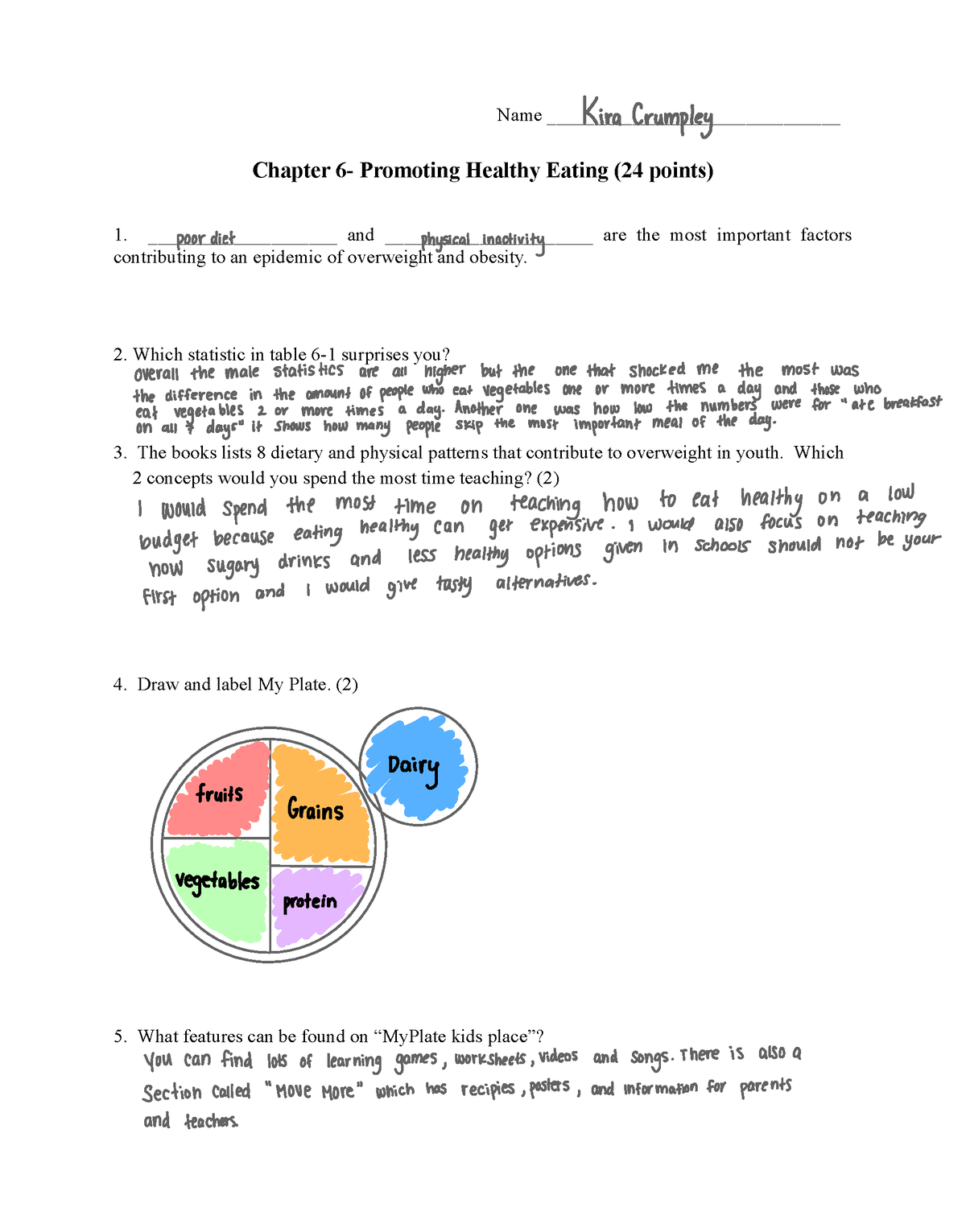 Chapter 6- Nutrition 1 - ####### Name ...