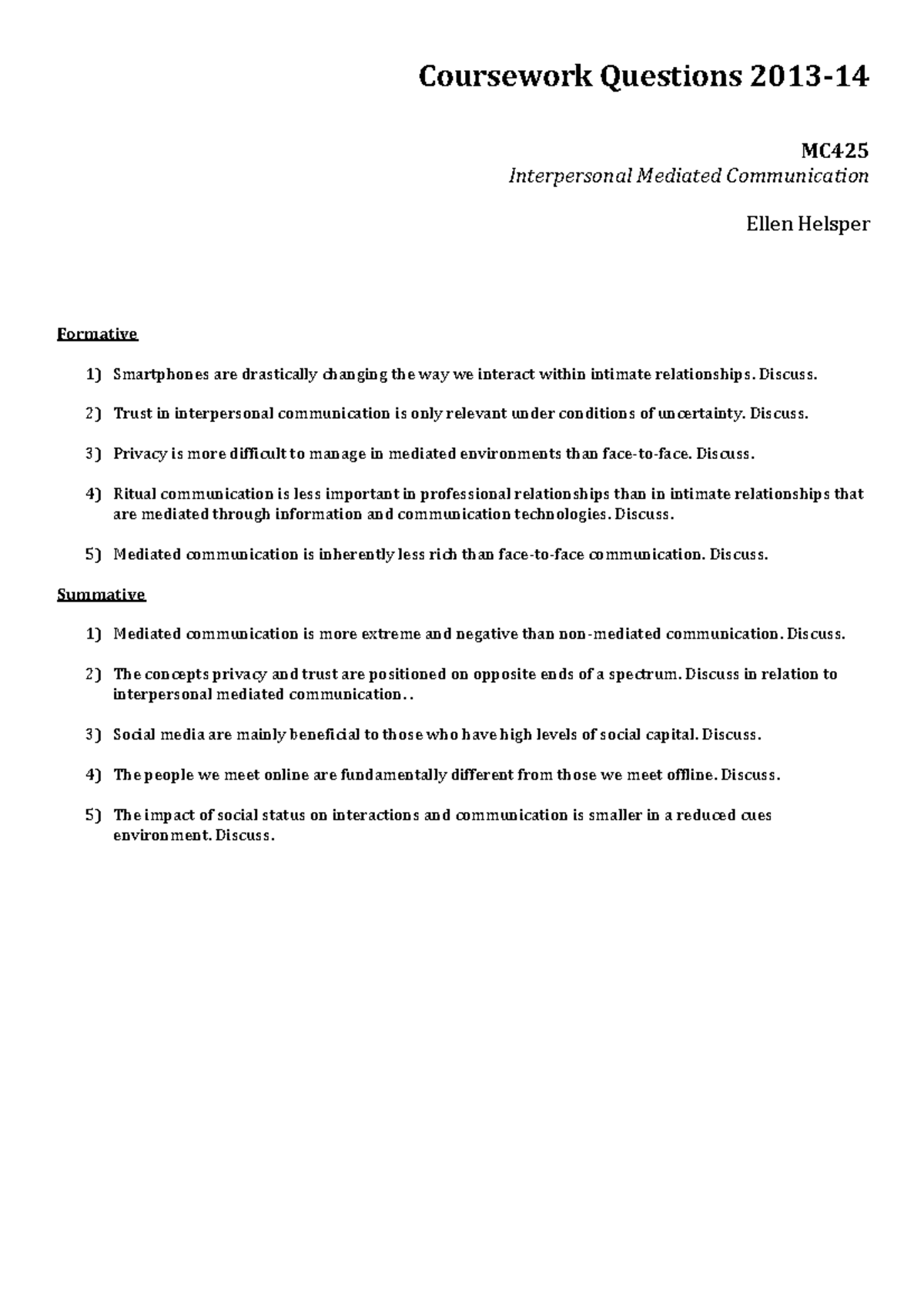 MC425 2013-2014 Coursework Questions - Coursework Questions 2013-­‐14 ...