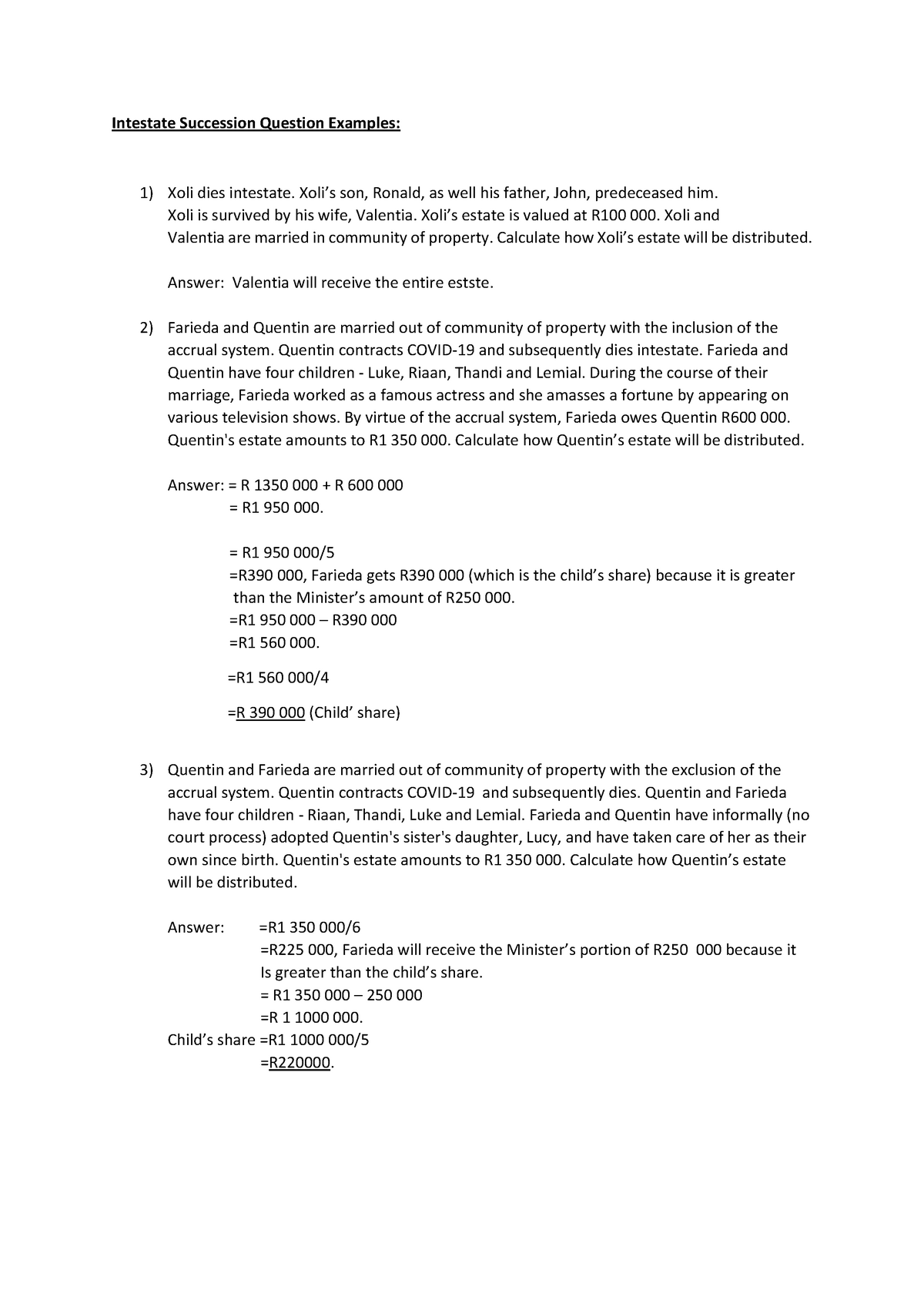 Intestate Succession Question Examples Warning Tt Undefined Function 32 Warning Tt 4741