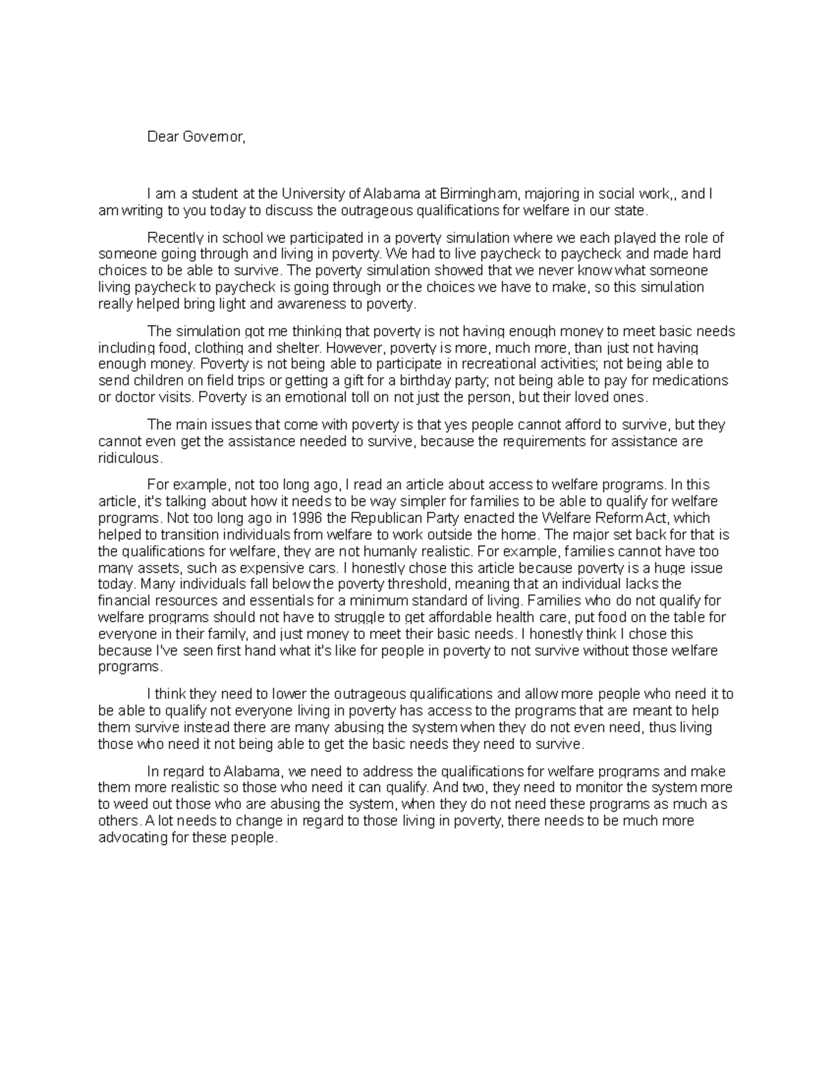 Letter to the Editor final - Dear Governor, I am a student at the ...