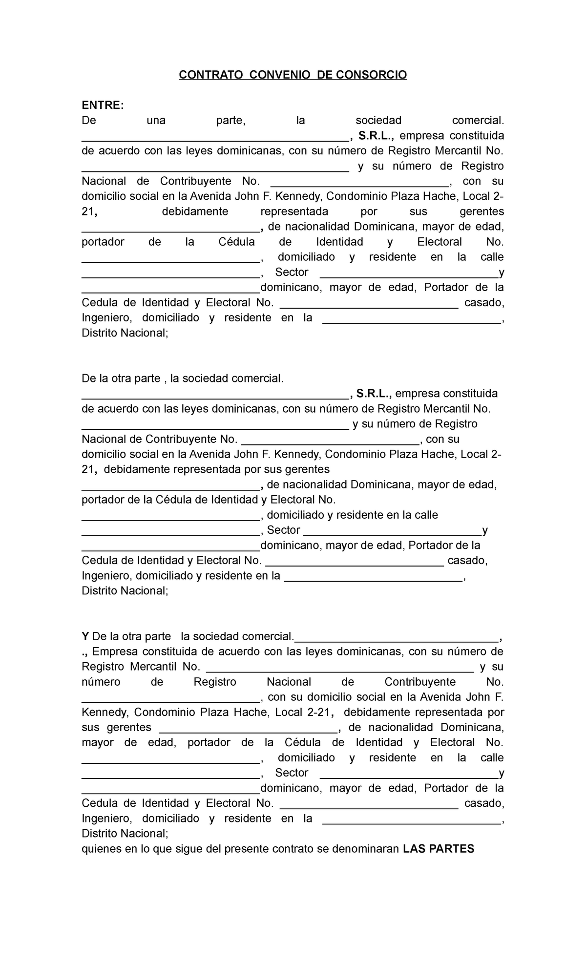 Contrato Convenio Modelo - CONTRATO CONVENIO DE CONSORCIO ENTRE: De una  parte, la sociedad - Studocu