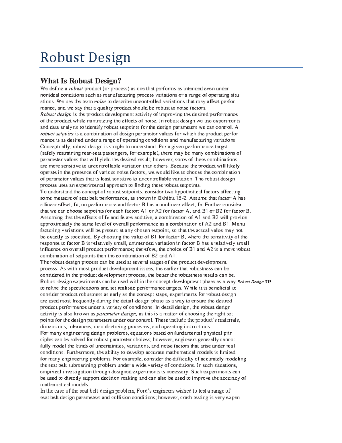 Robust Design - Hey friends! This thread contains quality notes/handout ...