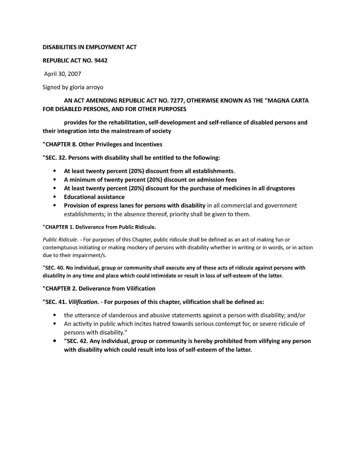 Disabilities IN Employment ACT Final - DISABILITIES IN EMPLOYMENT ACT ...