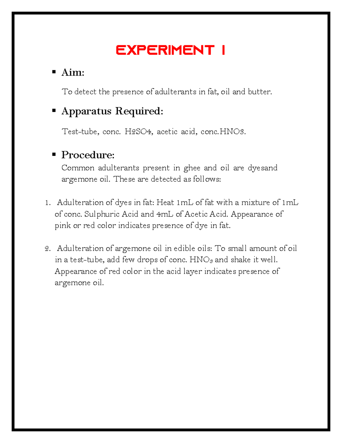 Tobiiiiiiiiiiiiiii EXPERIMENT I Aim To detect the presence of