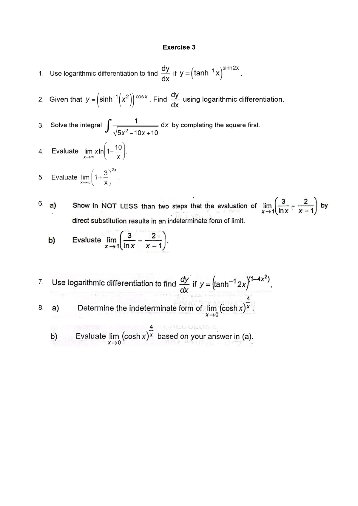 Exercise 3 - Chapter 1 - Calculus Ii - Exercise 3 1. 2. 3. 4. 5. 6. 7 