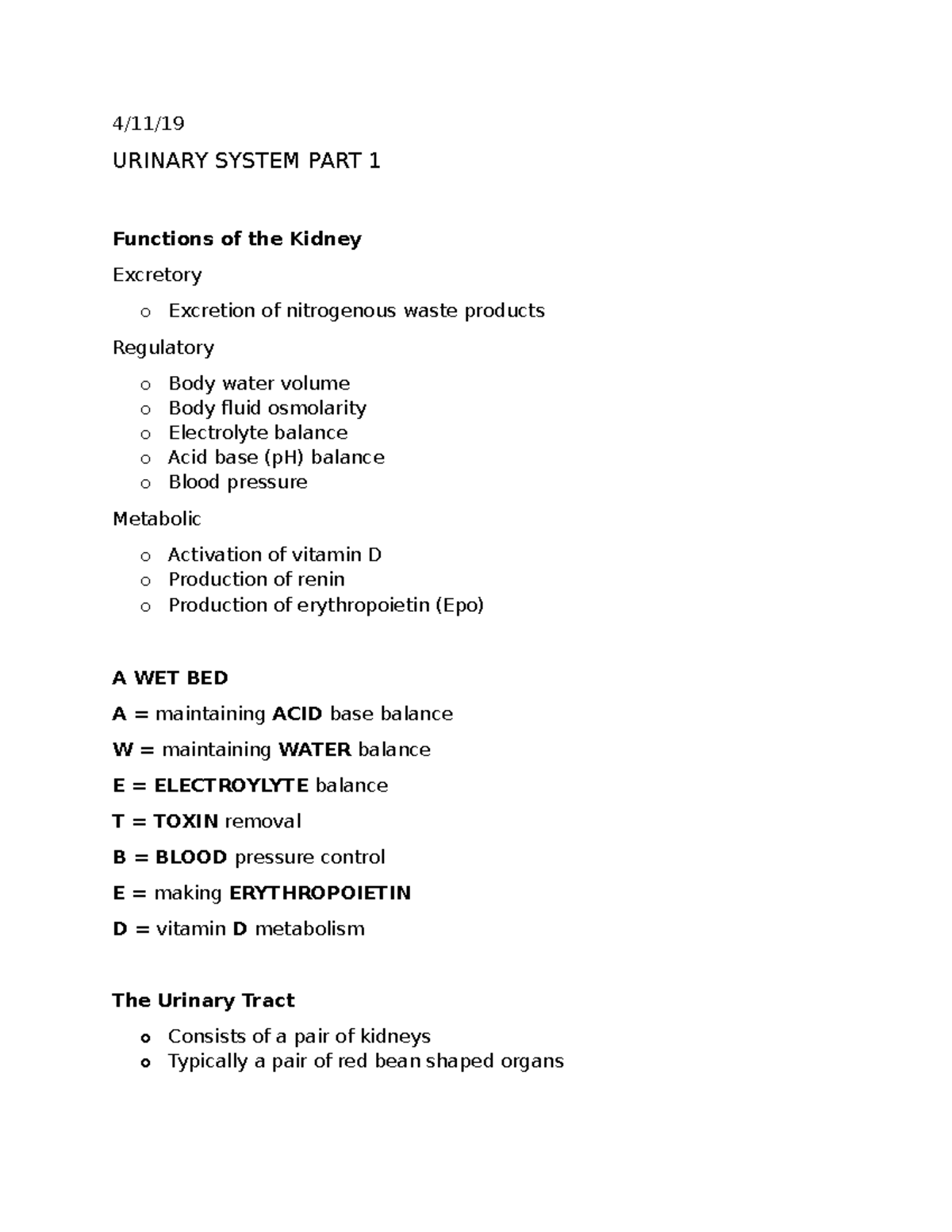 Urinary System (Part 1) - StuDocu