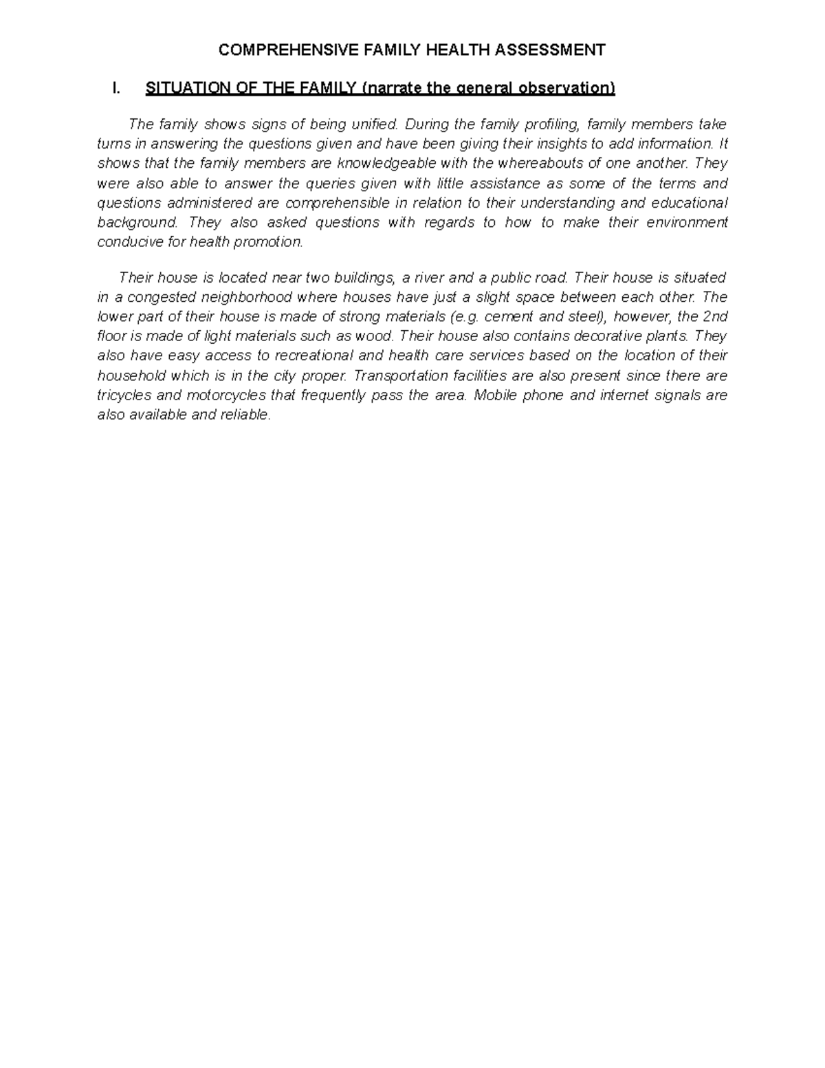 Comprehensive Family Health Assessment 1st ver - medsurg1 - Studocu