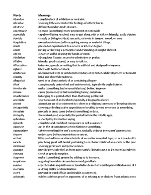 GRE Synonyms & Antonyms clat best notes - Words Synonyms Antonyms Abate  Moderate, decrease Aggravate - Studocu