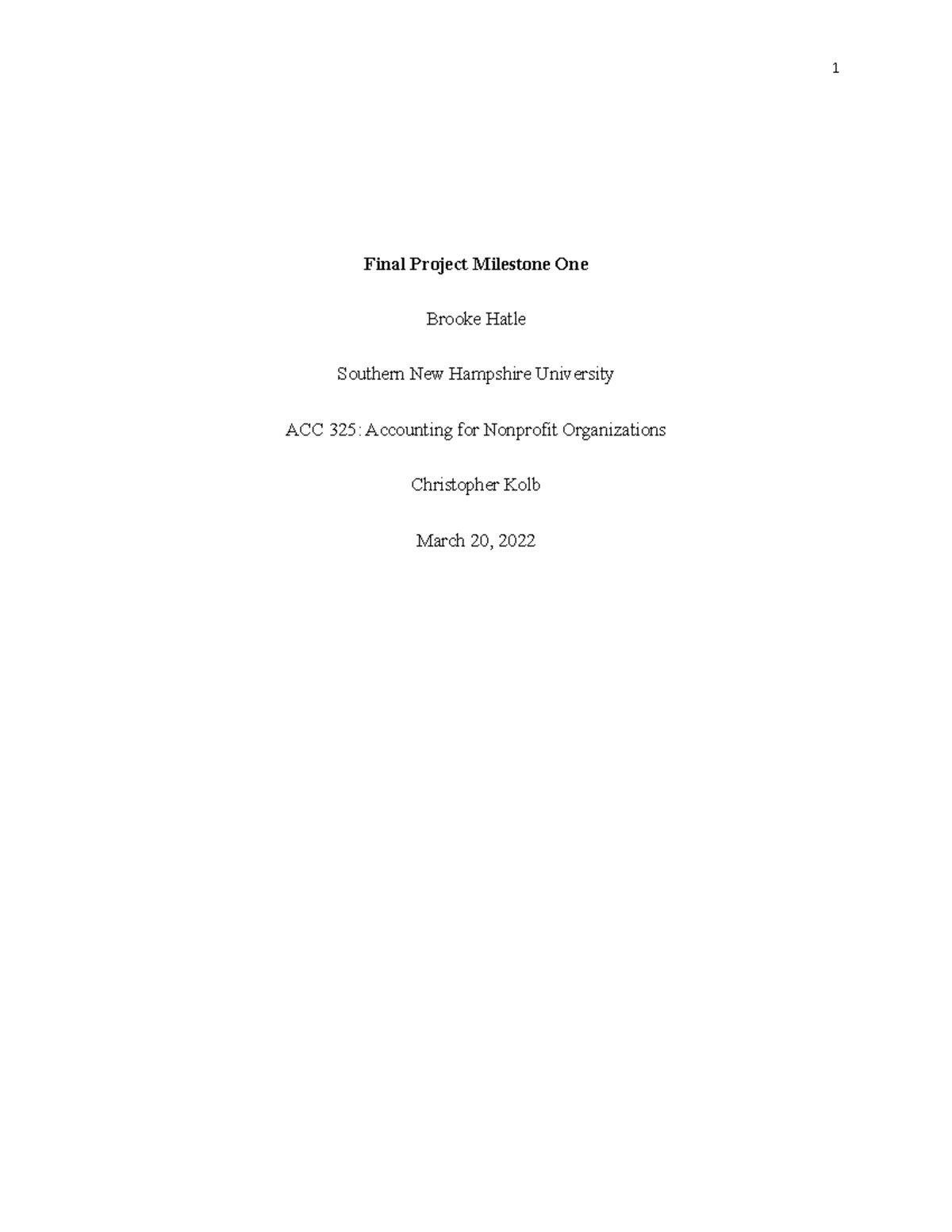 Final Project Milestone One - Final Project Milestone One Brooke Hatle ...