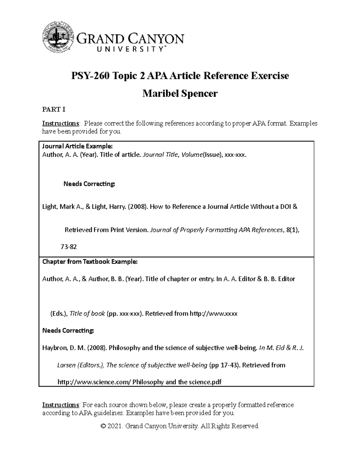 PSY 260 RS T2 APAexercise - PSY-260 Topic 2 APA Article Reference ...