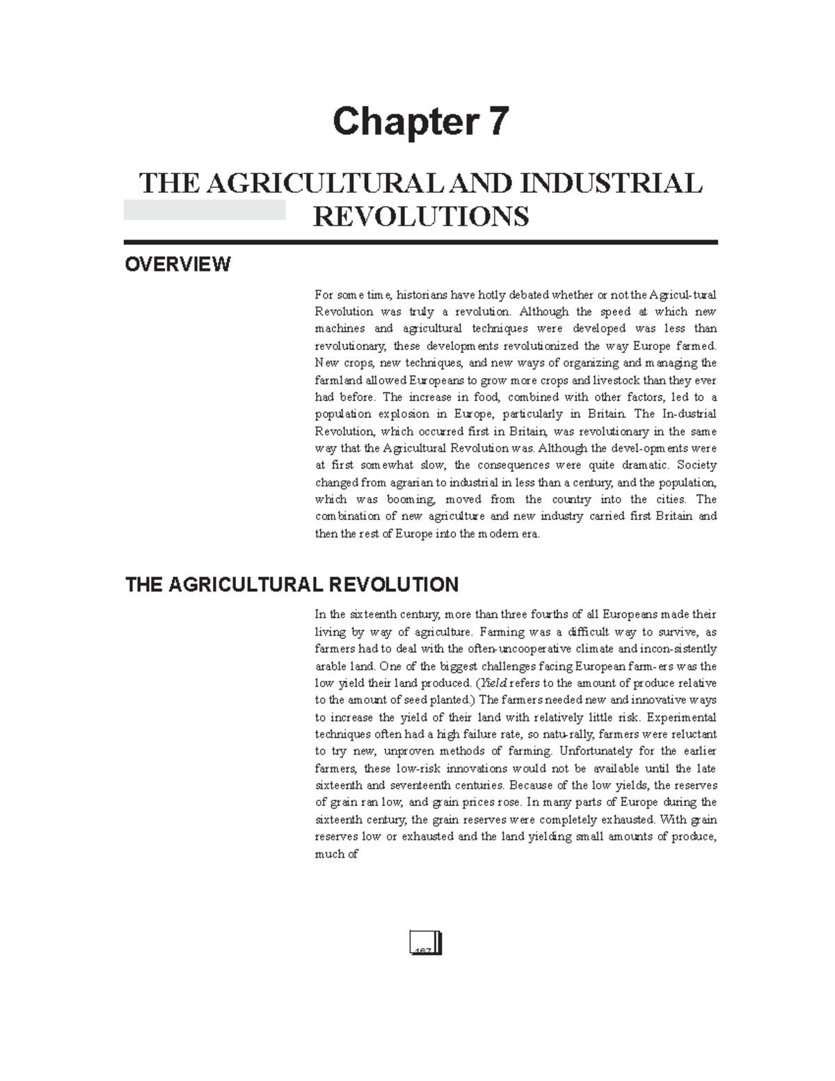 Ch07 The Agricultural and Industrial Revolutions Chapter 7 THE