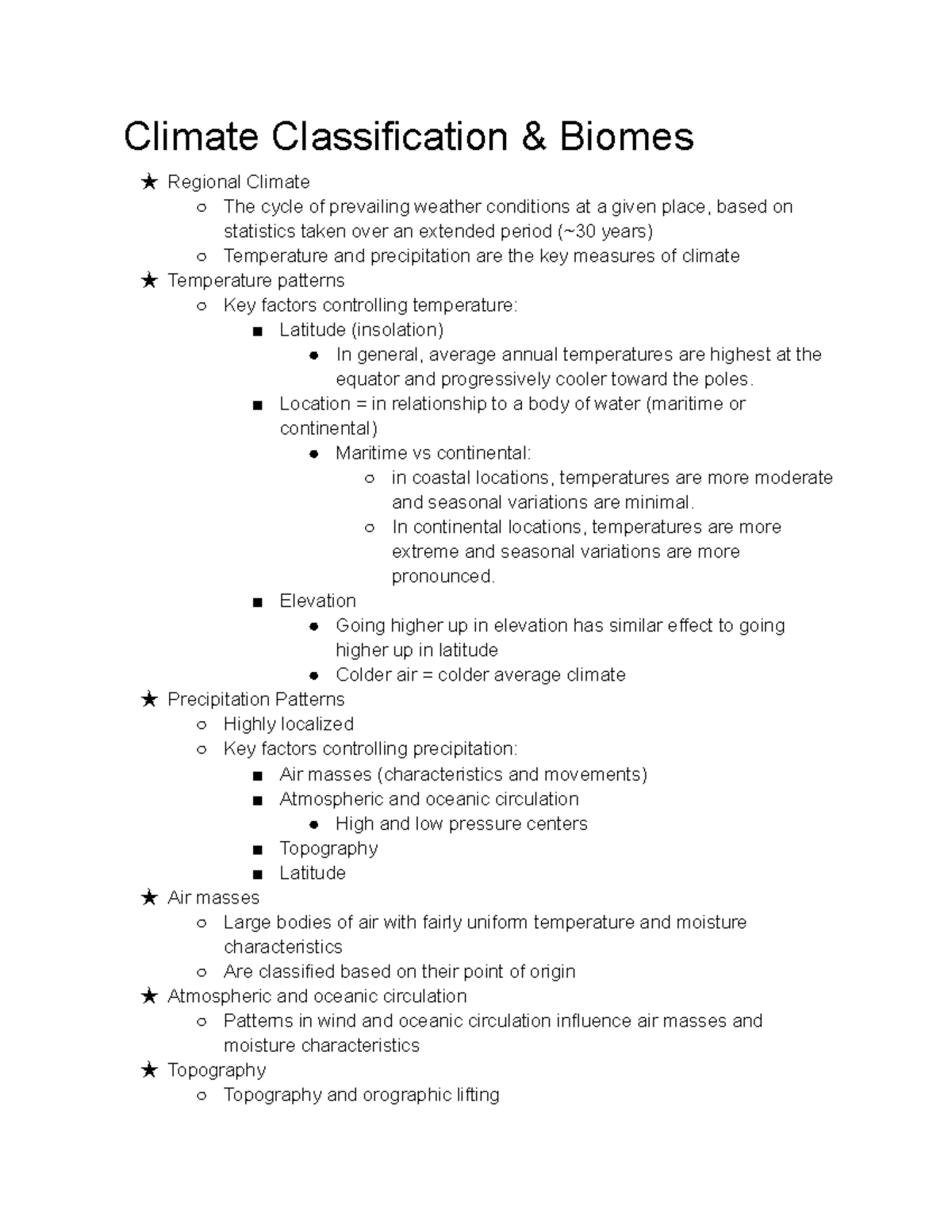 Climate Classification And Biomes Notes - Climate Classification ...