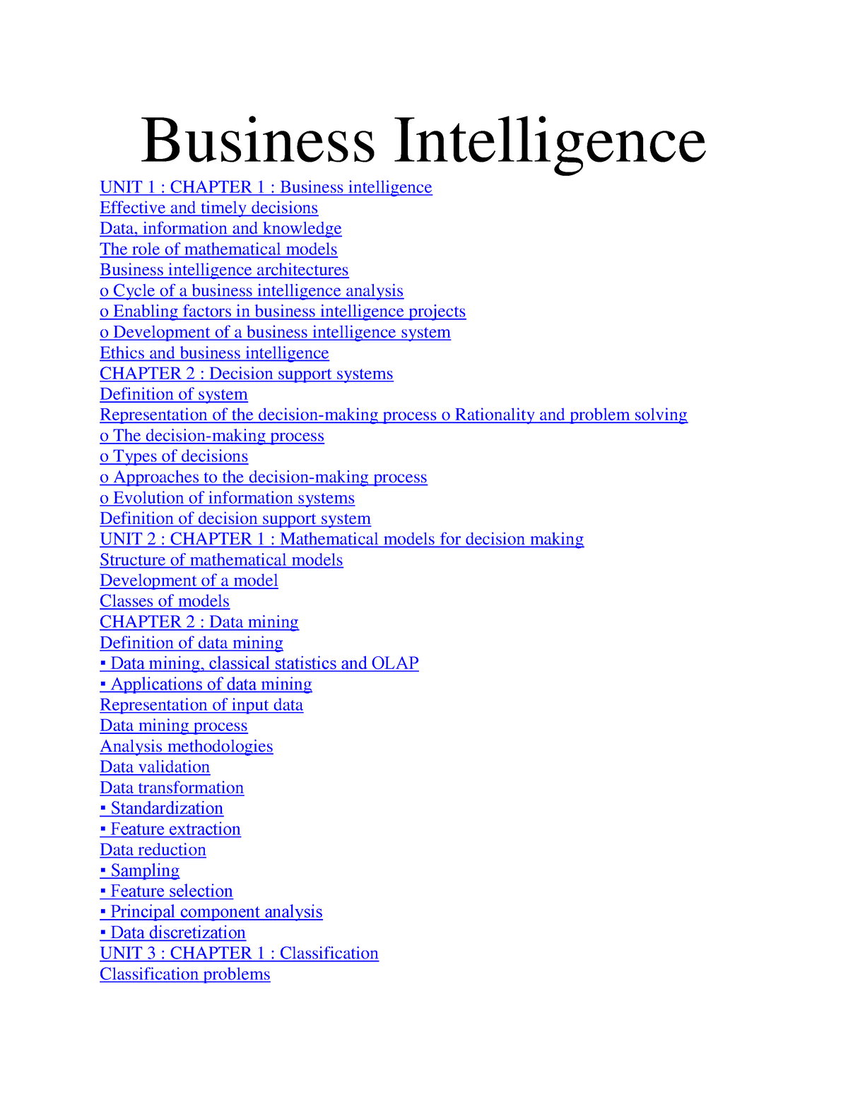 Business Inteligence - COURSE WORK - Business Intelligence UNIT 1 ...