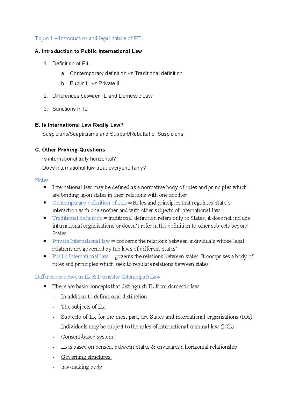 IPL study notes - Topic 1 – Introduction and legal nature of PIL A ...