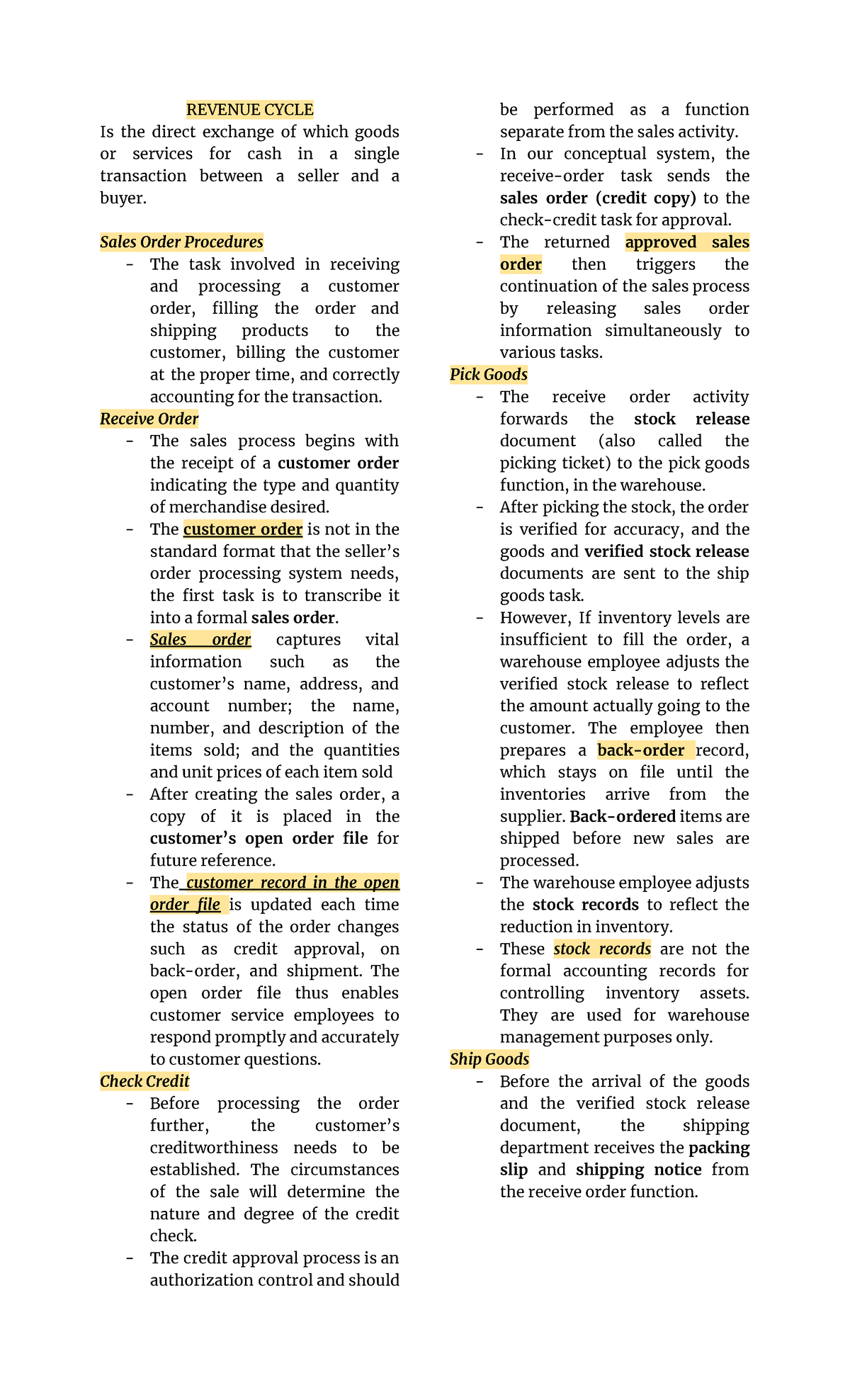 Accounting Information System Chapter 4-6 - REVENUE CYCLE Is the direct ...