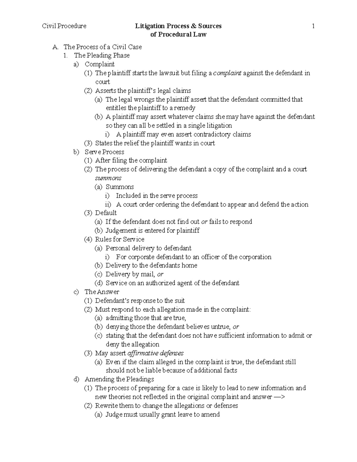 litigation-process-outline-of-procedural-law-a-the-process-of-a