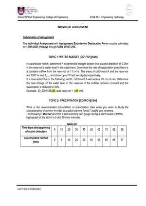 ECW557 Assignment OCT2021 - civi; engineering - cew541 - UiTM 