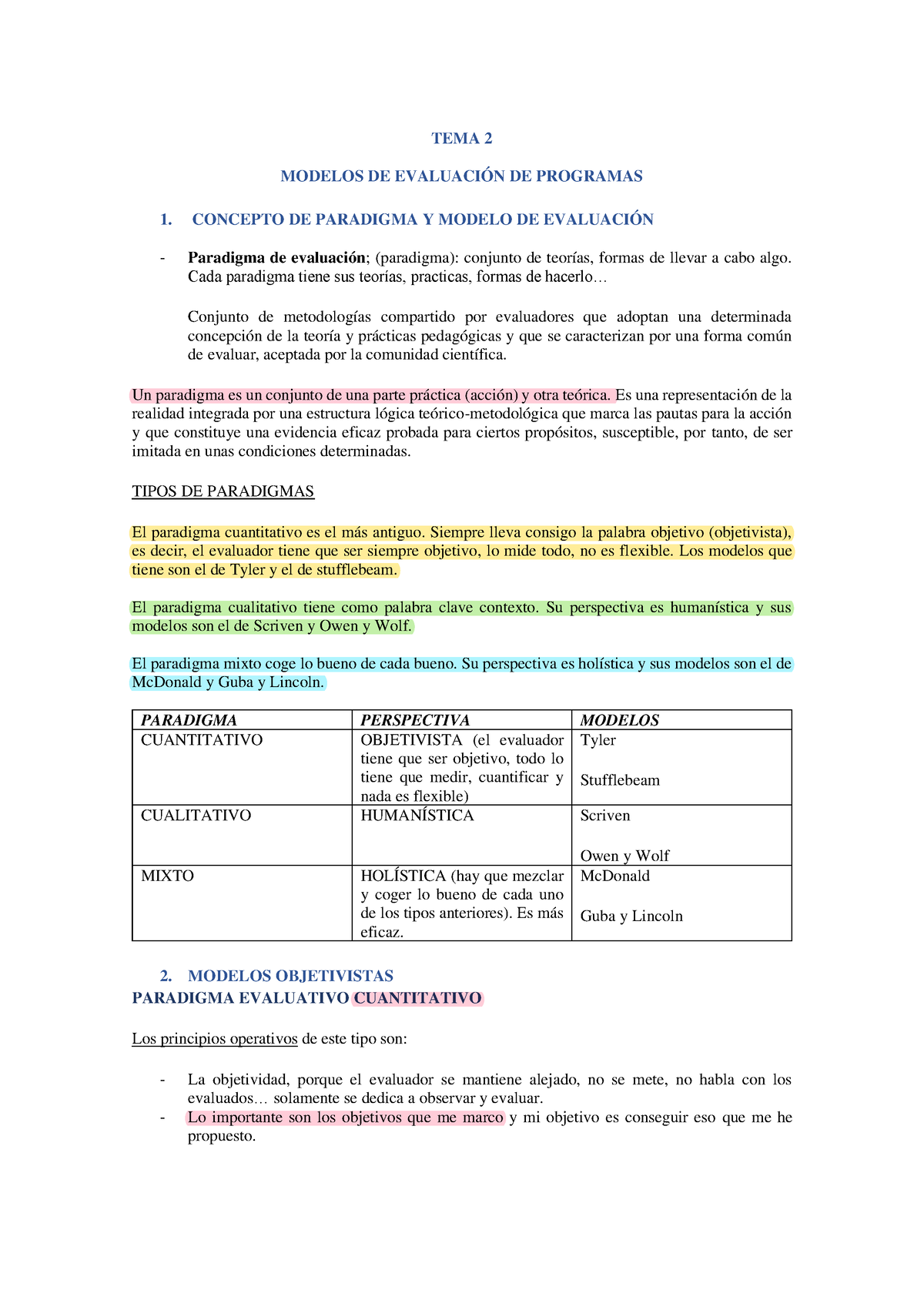 TEMA 2 Evaluación - Apuntes Tema 2 - TEMA 2 MODELOS DE EVALUACIÓN DE ...