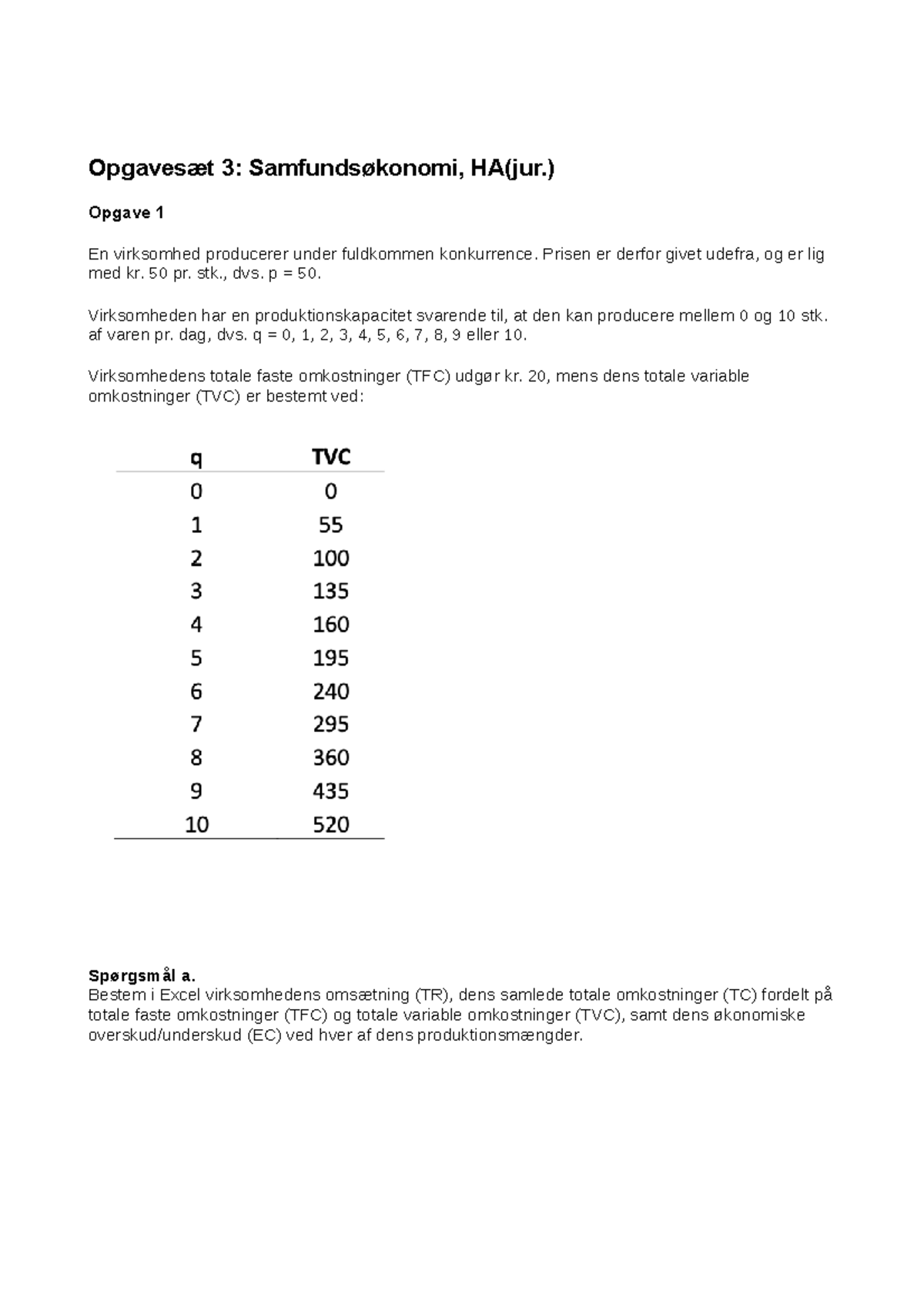Opgavesæt 3 - Samfundsøkonomi - Opgavesæt 3: Samfundsøkonomi, HA(jur ...