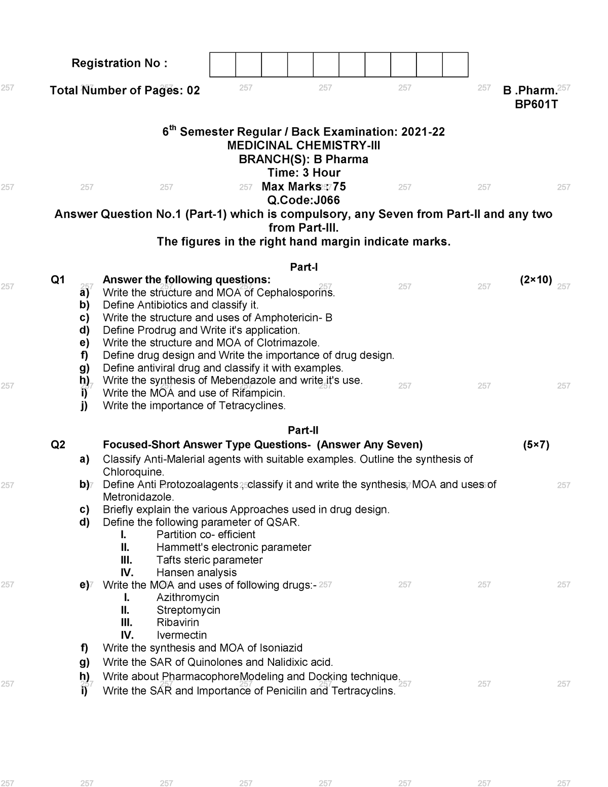 B - Biopharm - Total Number Of Pages: 02 B .Pharm. BP601T 6 Th Semester ...