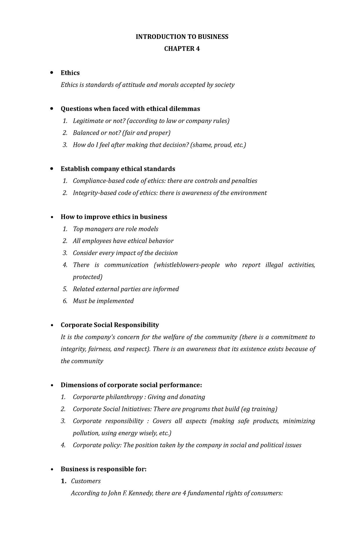 Introduction To Business Chapter 4 - INTRODUCTION TO BUSINESS CHAPTER 4 ...